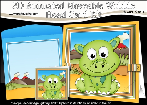 3D Animated Moveable Wobble Head Card - Cute Little Denis Dino