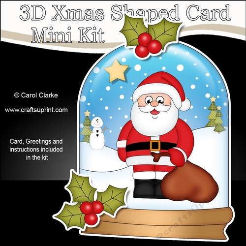 3D Shaped Christmas Snow Globe Card Kit - Santa has a Sack of Presents