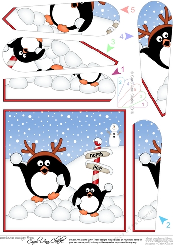 Christmas Penguins are having a Snowball Fight Fan Pyramage Topper