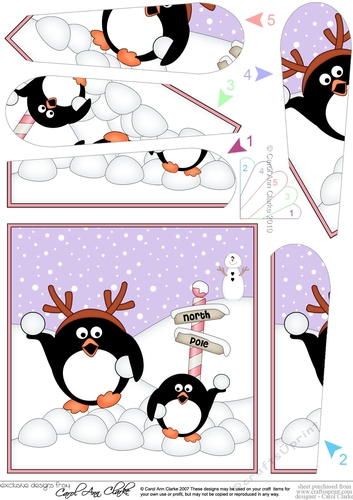 Christmas Penguins are having a Snowball Fight Fan Pyramage Topper