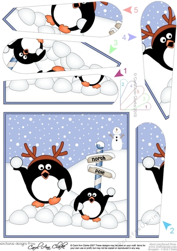 Christmas Penguins are having a Snowball Fight Fan Pyramage Topper