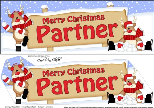 large DL Merry Christmas PARTNER with Rudolph insert