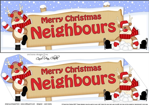 large DL Merry Christmas NEIGHBOURS with Rudolph insert
