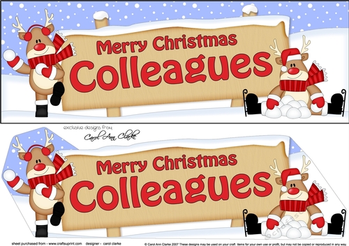 large DL Merry Christmas COLLEAGUES with Rudolph insert