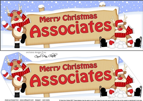 large DL Merry Christmas ASSOCIATES with Rudolph insert