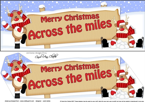 large DL Merry Christmas ACROSS THE MILES with Rudolph insert