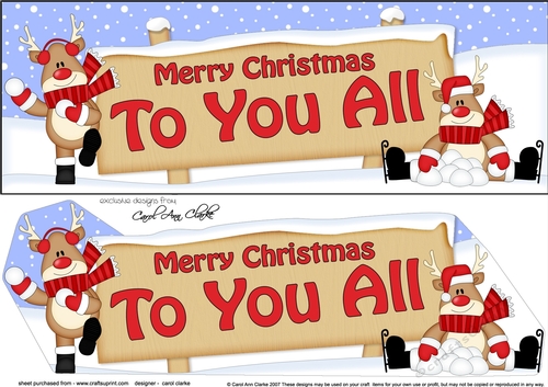 large DL Merry Christmas TO YOU ALL with Rudolph insert