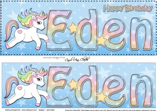 Large DL Happy Birthday EDEN 3D decoupage