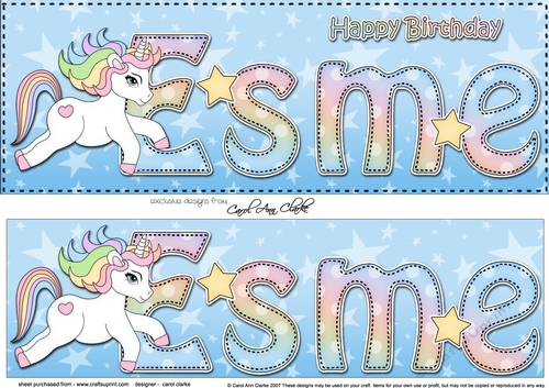 Large DL Happy Birthday ESME 3D decoupage