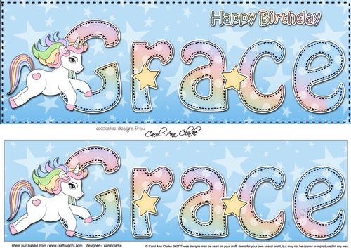 Large DL Happy Birthday GRACE 3D decoupage