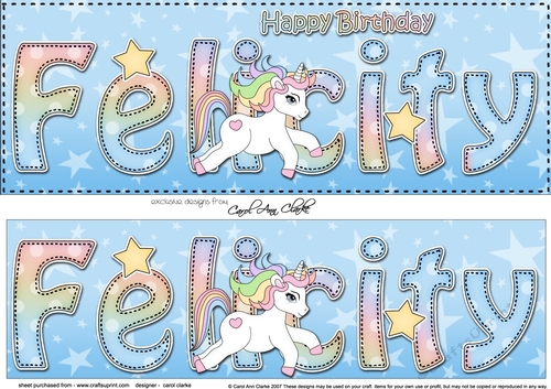 Large DL Happy Birthday FELICITY 3D decoupage