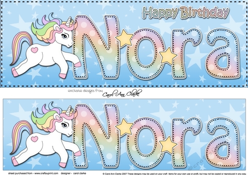 Large DL Happy Birthday NORA 3D decoupage