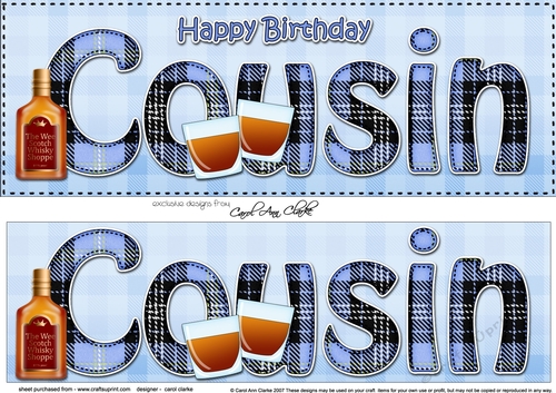 Large DL Happy Birthday COUSIN 3D decoupage