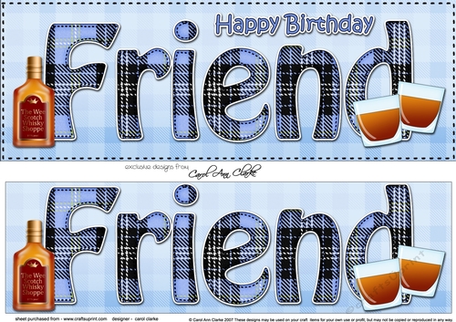 Large DL Happy Birthday FRIEND 3D decoupage
