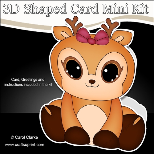 3D Shaped Card  Kit -  Cute Little Reindeer Sprinkles