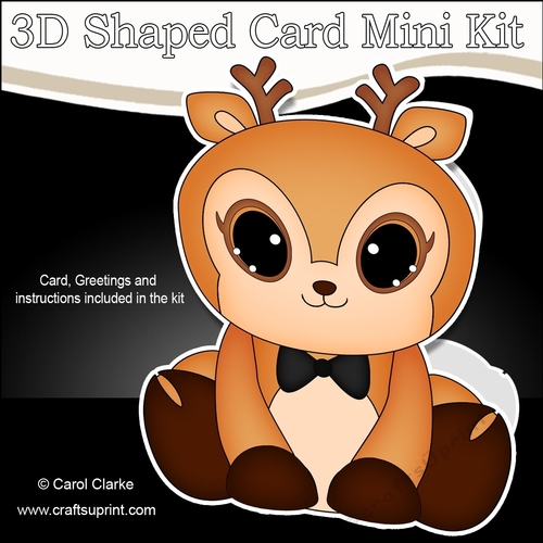 3D Shaped Card  Kit -  Cute Little Reindeer Snuggles