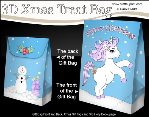 3D Christmas Gift Bag Mini Kit - Cute Little Baby Unicorn Magic