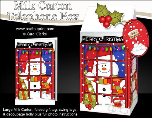 3D Christmas Phone Box Milk Carton Treat Box - Snowman Oli