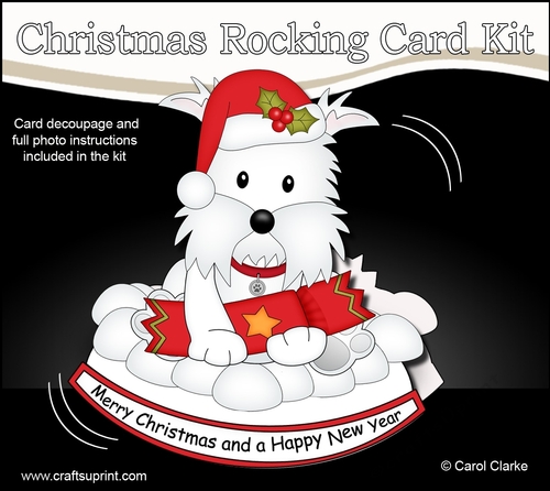 3D Shaped Rocking Christmas Card Mini Kit - Little Westie Dog