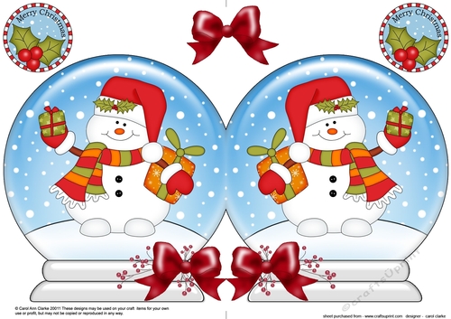 Christmas Snow Globe Shaped Card - Snowman Oli has Xmas Presents