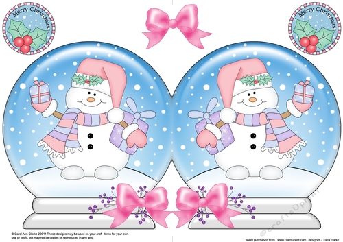 Christmas Snow Globe Shaped Card - Snowman Oli has Xmas Presents