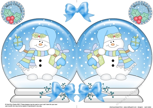 Christmas Snow Globe Shaped Card - Snowman Oli has Xmas Presents