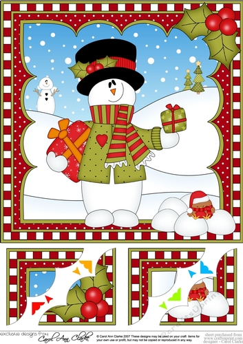 Christmas Snowman Rio 8 x 8 Scalloped Corner Topper  