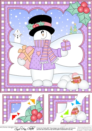 Christmas Snowman Rio 8 x 8 Scalloped Corner Topper  
