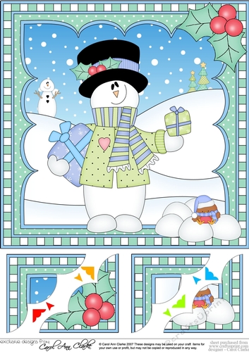 Christmas Snowman Rio 8 x 8 Scalloped Corner Topper  