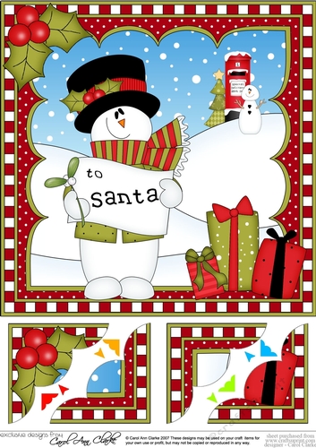  Christmas Snowman Rio 8 x 8 Scalloped Corner Topper
