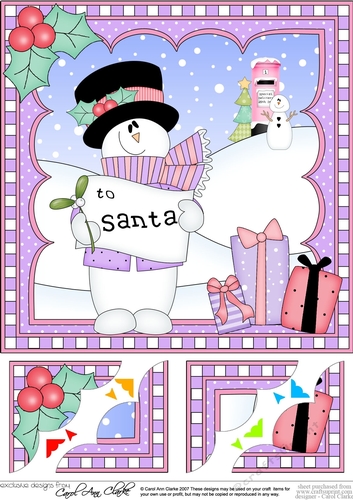  Christmas Snowman Rio 8 x 8 Scalloped Corner Topper