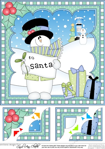  Christmas Snowman Rio 8 x 8 Scalloped Corner Topper