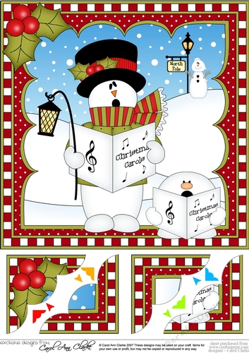  Christmas Snowman Rio 8 x 8 Scalloped Corner Topper
