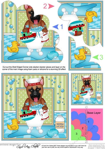Shell Edged Corner Side Stacker - Bathtub Buddies - Little German Shepherd Dog