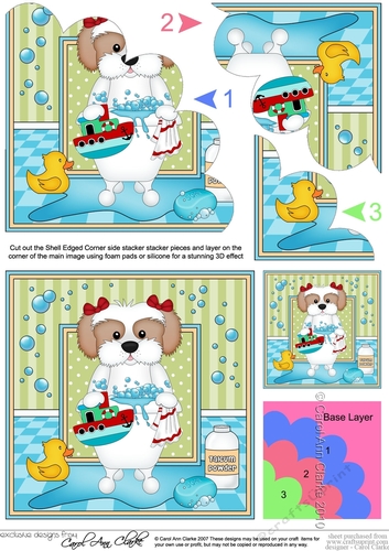 Square Landscape Insert - Bathtub Buddies - Little Cavachon Dog