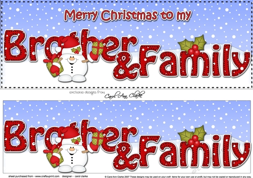 Large DL Merry Christmas to my BROTHER & FAMILY insert with Snowball Sam