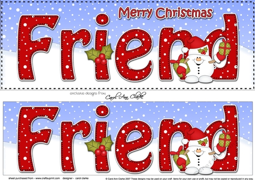 Large DL Merry Christmas FRIEND insert with Snowball Sam