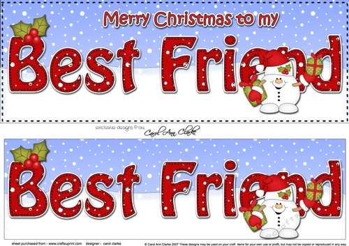 Large DL Merry Christmas BEST FRIEND insert with Snowball Sam