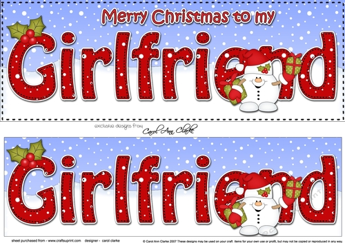 Large DL Merry Christmas to my GIRLFRIEND insert with Snowball Sam