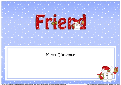 Large DL Merry Christmas FRIEND insert with Snowball Sam
