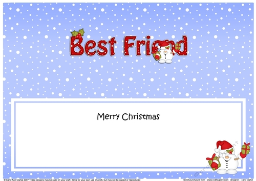 Large DL Merry Christmas BEST FRIEND insert with Snowball Sam