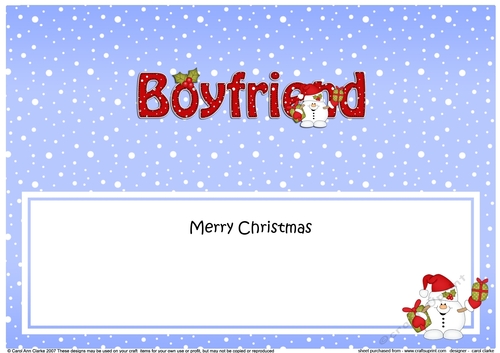 Large DL Merry Christmas BOYFRIEND insert with Snowball Sam