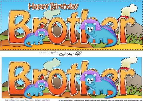 Large DL Happy Birthday BROTHER 3D decoupage with Dinosaurs