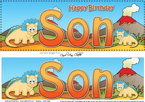 Large DL Happy Birthday SON 3D decoupage with Dinosaurs