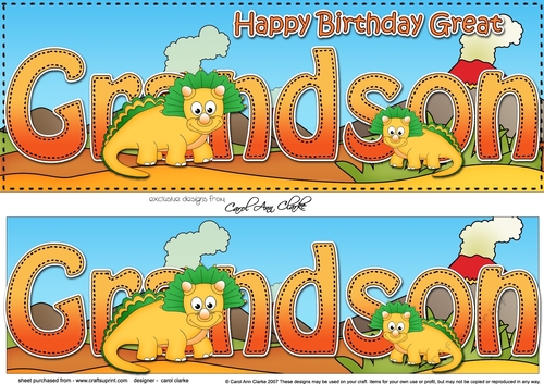Large DL Happy Birthday GREAT GRANDSON 3D decoupage with Dinosaurs