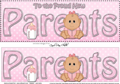 Large DL Ethnic New Baby TO THE PROUD NEW PARENTS 3D decoupage