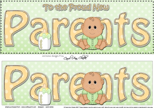 Large DL Ethnic New Baby TO THE PROUD NEW PARENTS 3D decoupage
