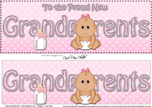 Large DL Ethnic New Baby TO THE PROUD NEW GRANDPARENTS 3D decoupage