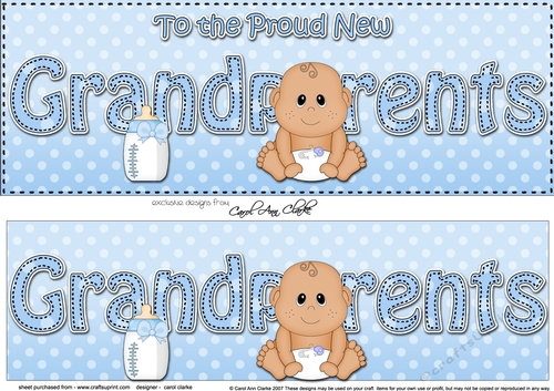 Large DL Ethnic New Baby TO THE PROUD NEW GRANDPARENTS 3D decoupage