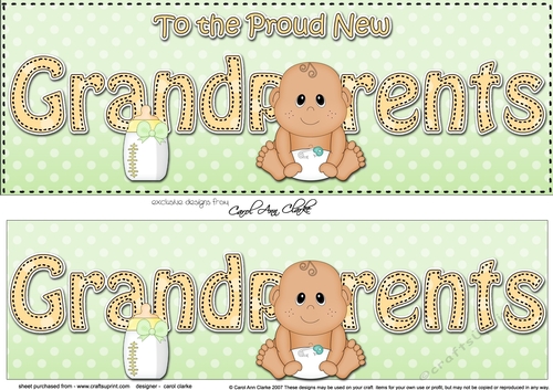 Large DL Ethnic New Baby TO THE PROUD NEW GRANDPARENTS 3D decoupage